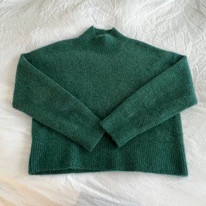 & Other Stories Dark Green Mock Neck Wool Sweater